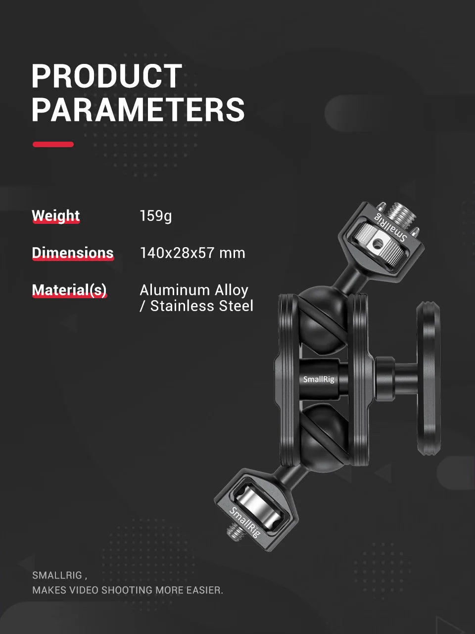 SmallRig Dual Magic Arm with ARRI Locating Pins & amp, 1/4" Screw