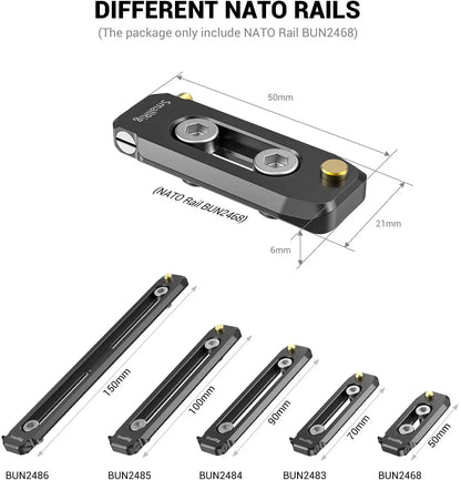 SmallRig Low-profile 6mm thick NATO Rail 50mm with NATO clamp for quick release 1/4"-20 mounting screws BUN2468B