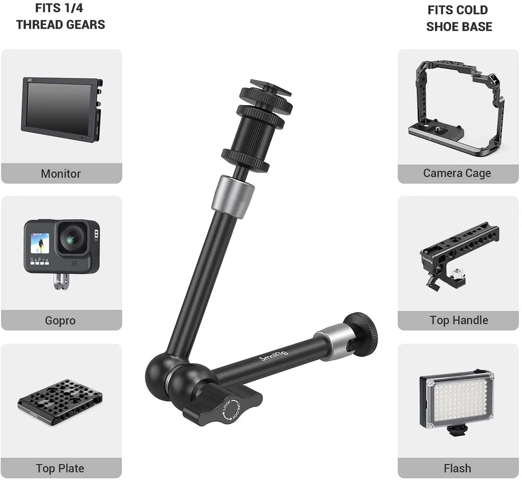 SmallRig DSLR 7"/11" Articulating Rosette Arm Camera Magic Arm with Cold Shoe Mount Standard 1/4"-20 Threaded Screw Adapter