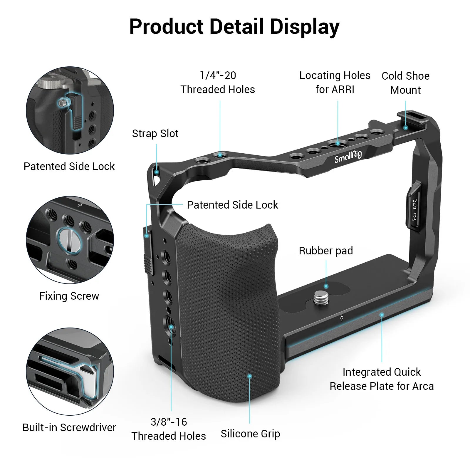 SmallRig Camera Cage with silicone Side Handle grip rig for Sony Alpha a7c A7C Camera Accessories 3212