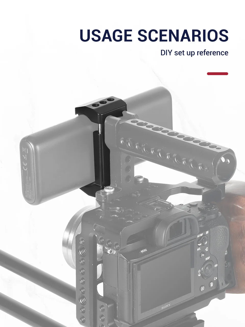 SmallRig Camera Bracket Power Bank Clamp Holder fr Portable Power Banks for Power bank with width ranging from 51mm to 87mm 2336