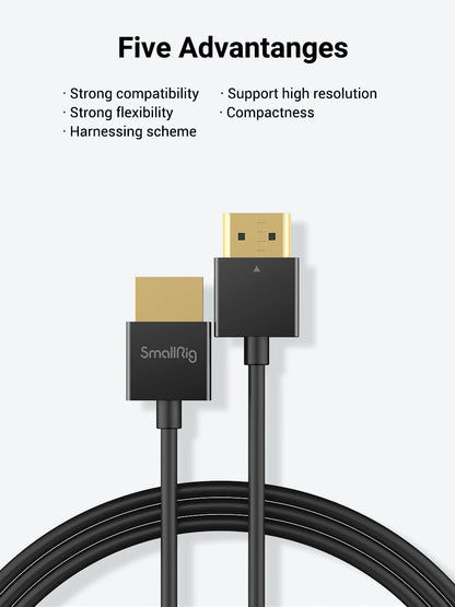 SmallRig Ultra Slim 4K 60HZ 2.0 Cable 33/55cm for DSLR/ Monitor/ Wireless Video Transmitter & Receiver 2956/2957