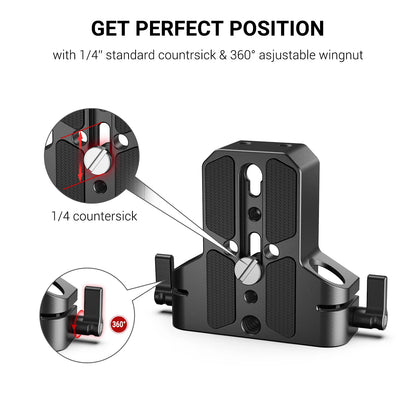 SmallRig Universal Camera Base Plate with 15mm Rod Rail Clamp for Sony A6500/A6600 for Panasonic GH5 For Sony Camera Cage