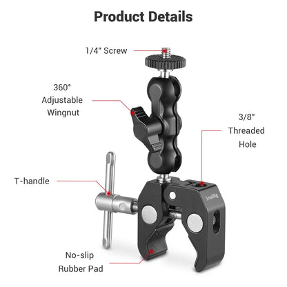 SmallRig Universal Magic Arm with Multi-Functional Ballhead Clamp