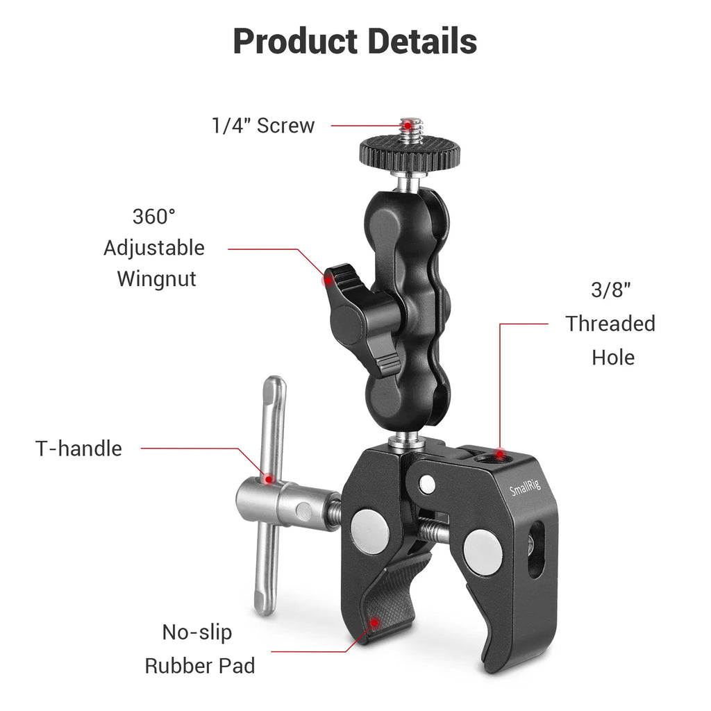SmallRig Multi-Functional Ballhead Clamp with Double Ball Adapter (2164)