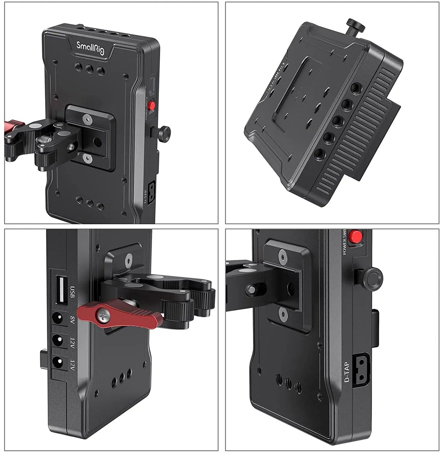SmallRig V Mount Battery Adapter Plate with Crab-Shaped/Crab-Shaped /Adjustable Arm Clamp 3202/3203/3204
