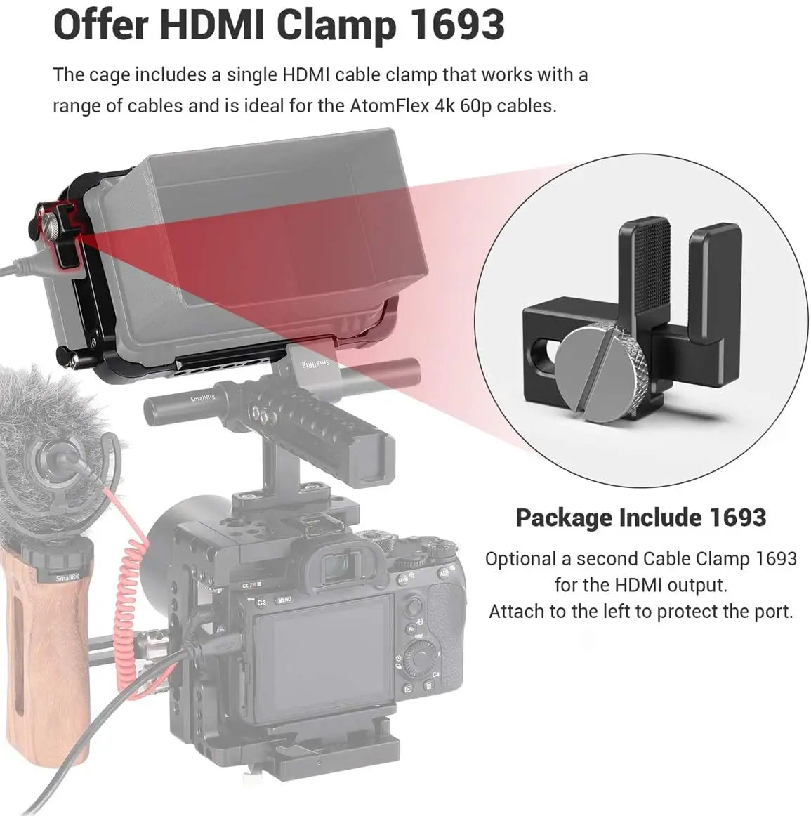 SmallRig Director's Monitor Cage for Atomos for Ninja V Feature with NATO rails on the top and bottom 2209