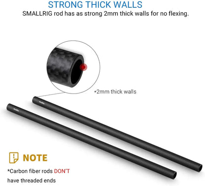 SmallRig 15mm Carbon Fiber Rod 4 inch Long for 15mm Rod Light Weight Support System DSLR Camera Rig - 1871 (2PCS Pack)