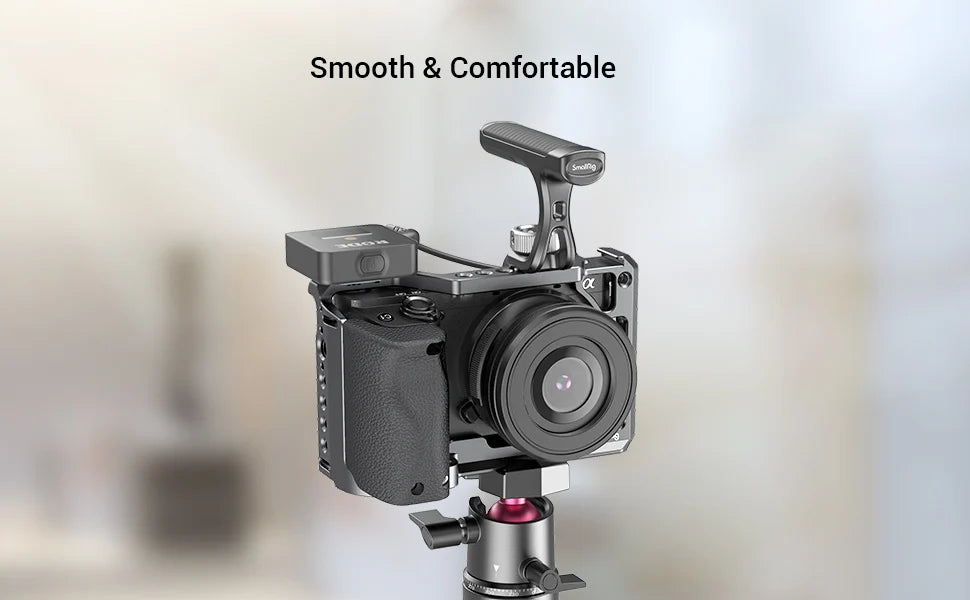 SmallRig DSLR Camera Cage Rig For Sony A6400 with Silicone Handgrip Handle & Cold Shoe for Sony A6100/A6300/A6400 Camera 3164