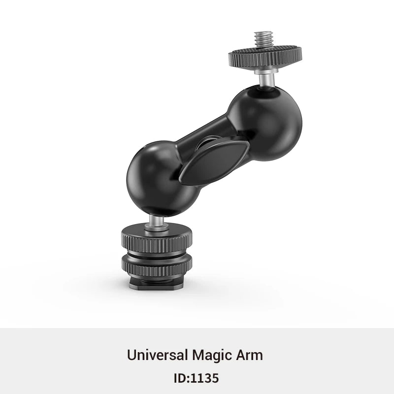 SmallRig Camera 5.5 inches Articulating Arm EVF Mount Microphone Mount Universal 1/4" to 1/4" Aluminum Magic Arm Camera 2065