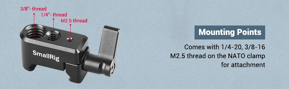 SmallRig Quick Release Clamp NATO Standard Clamp with 1/4"-20 and 3/8"-16 Mounting Holes for DIY Magic Arm Rig  - 1973