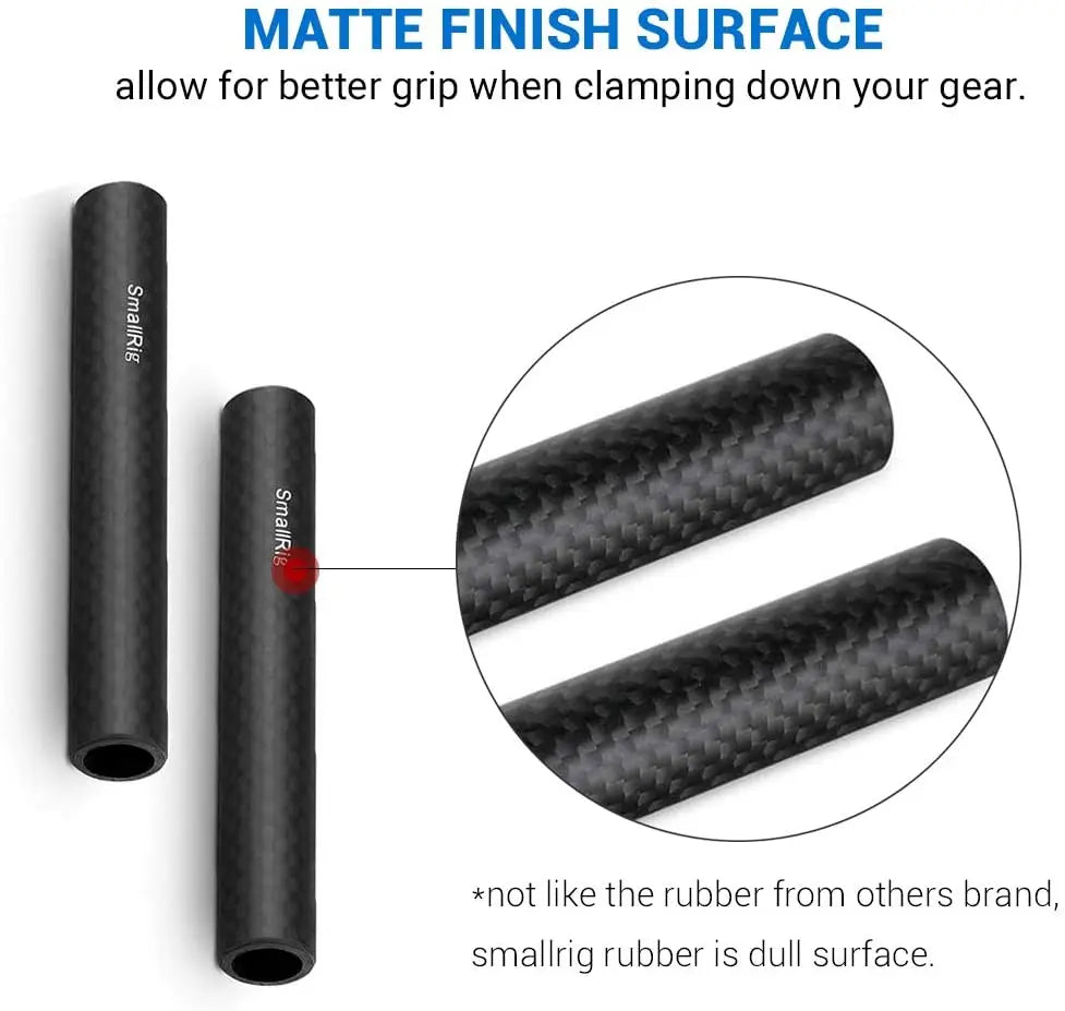 SmallRig 15mm Carbon Fiber Rod 4 inch Long for 15mm Rod Light Weight Support System DSLR Camera Rig - 1871 (2PCS Pack)