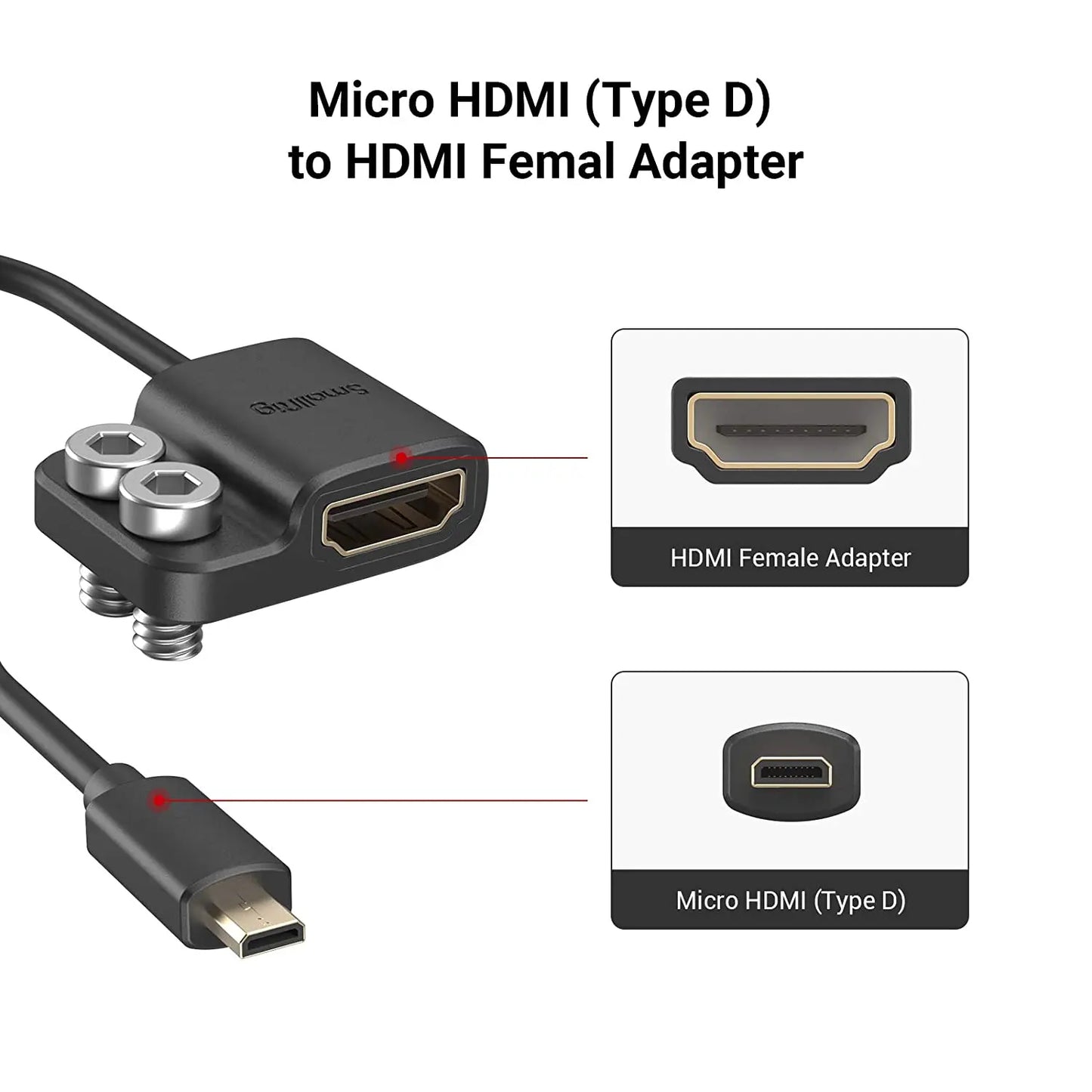SmallRig Ultra Slim 4K Adapter Cable A to A/C to A /D TO A for BMPCC 4K & 6K/for Sony A7SIII/for Panasonic 3019/3020/3021