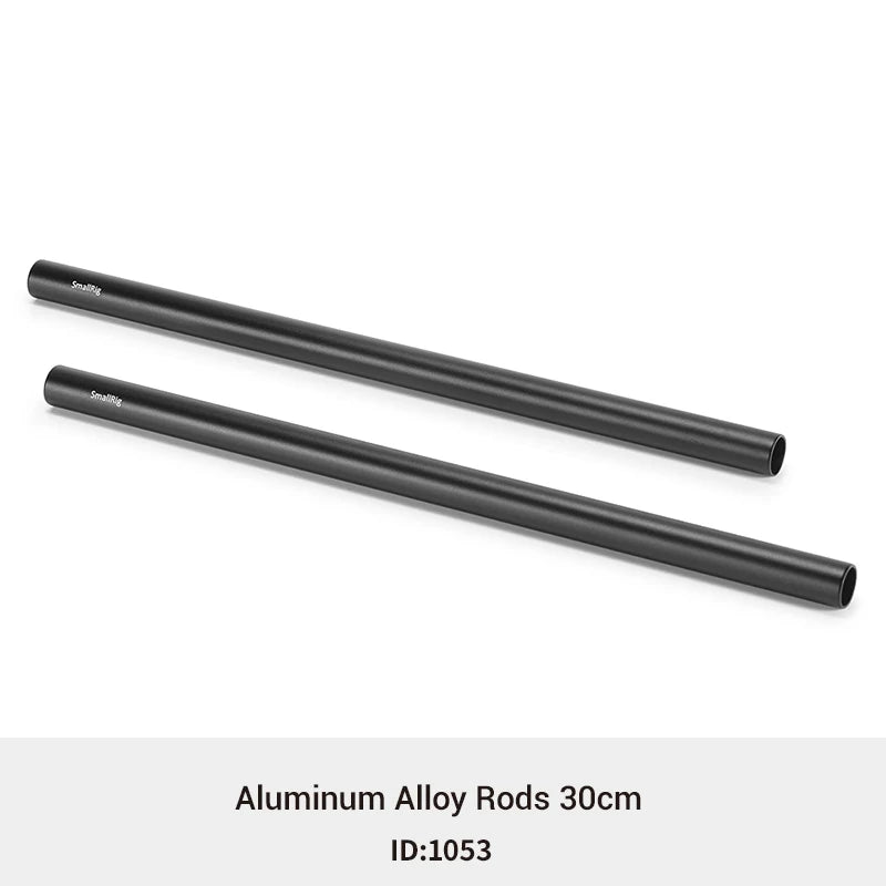 SmallRig Black Aluminum Alloy 15mm Rod M12-20cm 8inch Long (2 Pack)- 1051