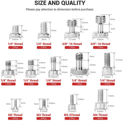 SmallRig Full Kit of 26 Screw Set Mounting Screws for Camera Cages, Handles, Plates Includes 1/4”, 3/8”, M2, M2.5, M3/M4 AAK2326