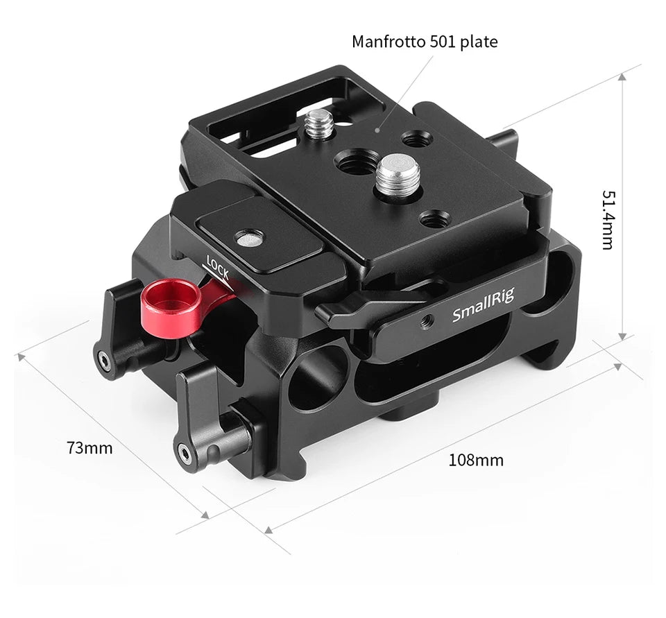 SmallRig Camera Plate Rig Baseplate Kit for Blackmagic Design Pocket Cinema Camera 4K / 6K (for Manfrotto 501PL Compatible) 2266