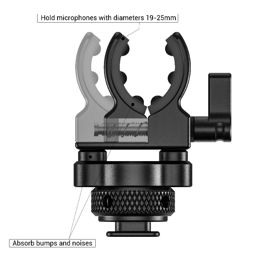 SmallRig Quick Release Cold Shoe Microphone Clamp Shot gun Microphone Holder with soft silicone to absorb bumps & noise BSM2352