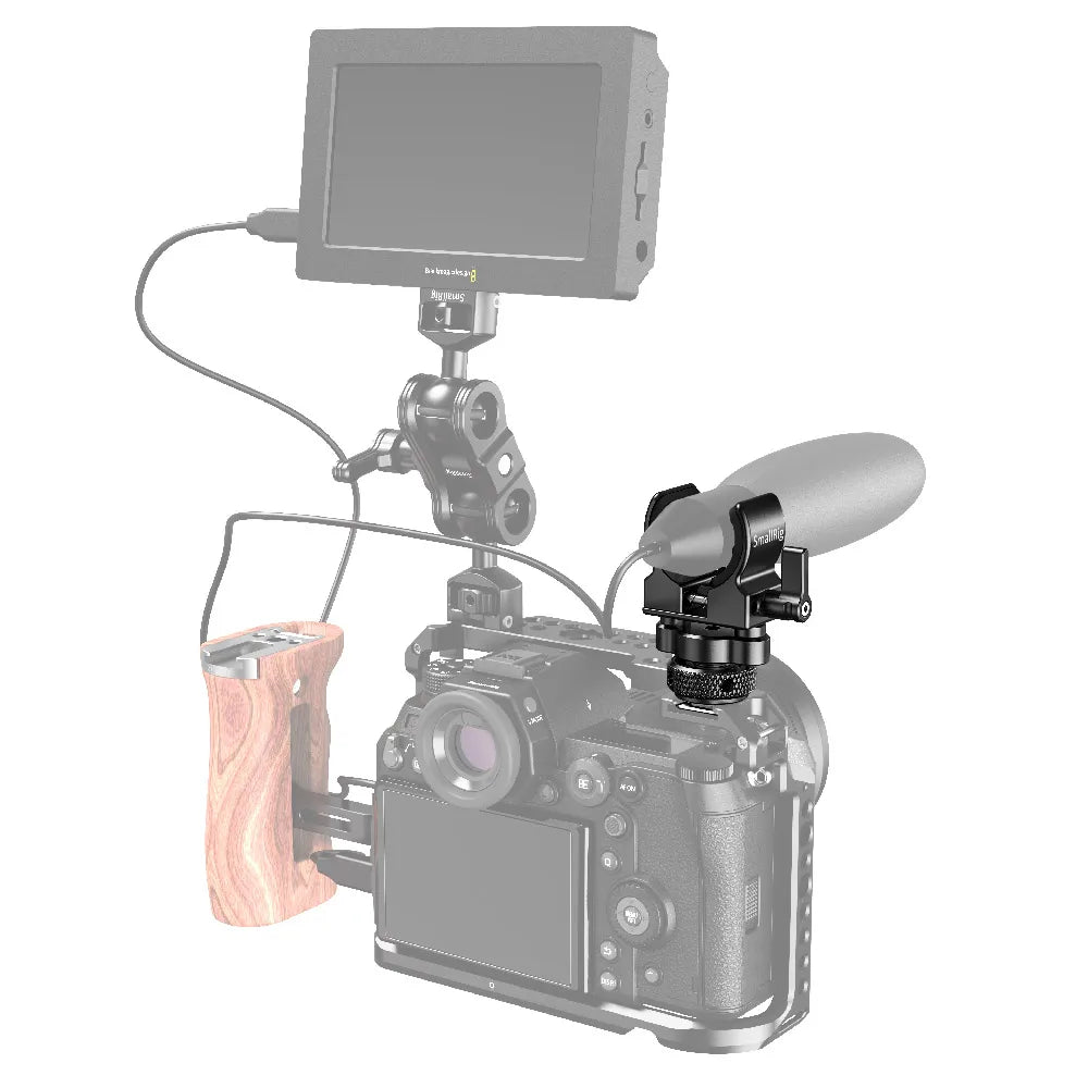 SmallRig Quick Release Cold Shoe Microphone Clamp Shot gun Microphone Holder with soft silicone to absorb bumps & noise BSM2352