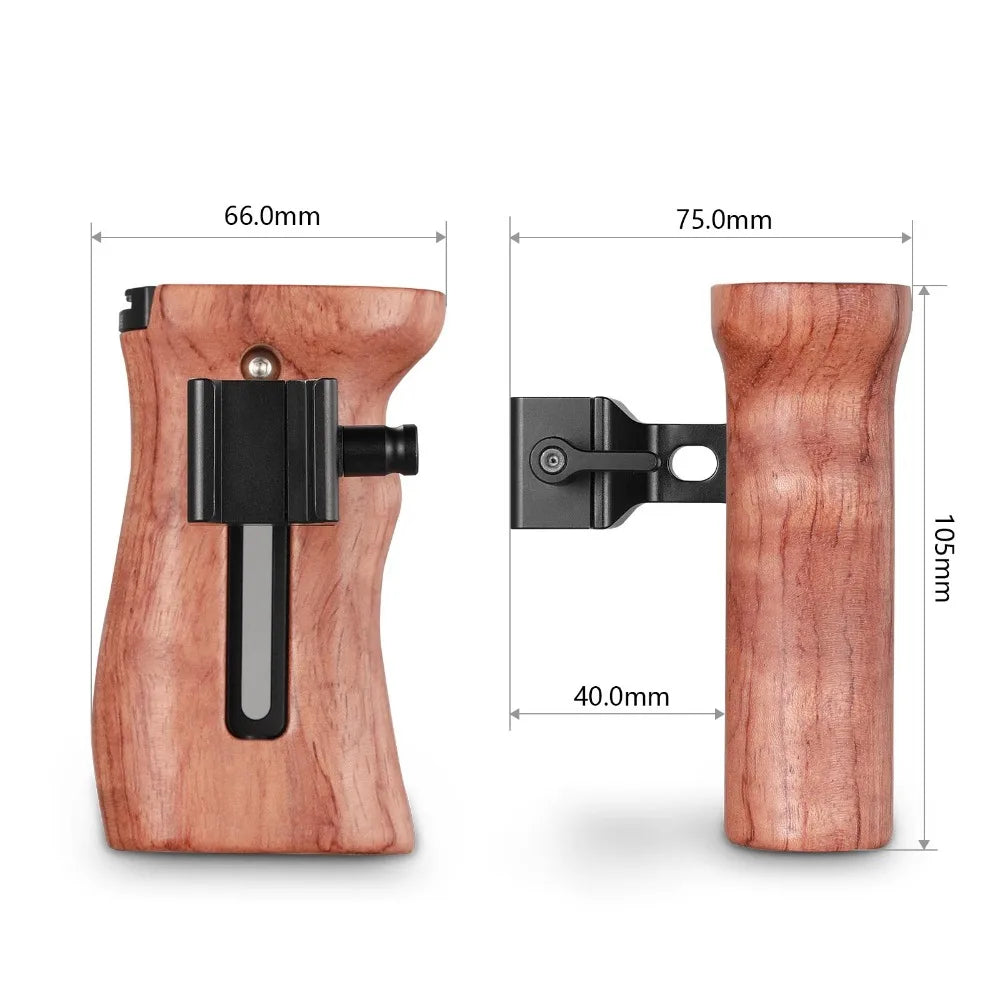 SmallRig DSLR Camera Wooden Handle Grip Quick Release NATO Side Handle With Cold Shoe Mount 1/4 3/8 Thread Holes 2187B