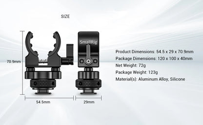SmallRig Quick Release Cold Shoe Microphone Clamp Shot gun Microphone Holder with soft silicone to absorb bumps & noise BSM2352