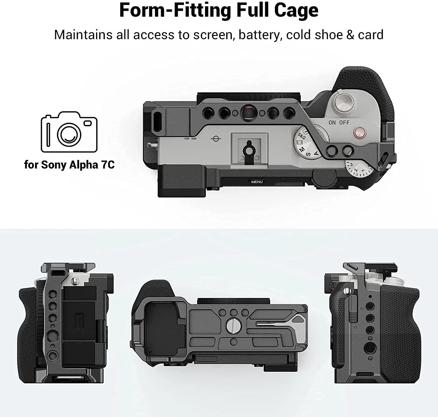 SmallRig Camera Cage with silicone Side Handle grip rig for Sony A7C 3212
