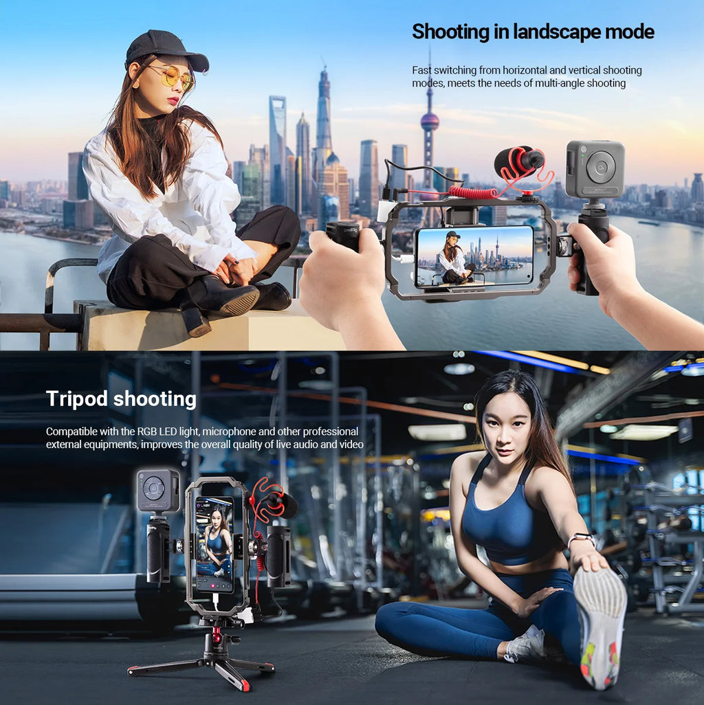SmallRig Universal Phone Vlog Tripod Video Rig kit Case Cage with 2 Handle Microphone Light