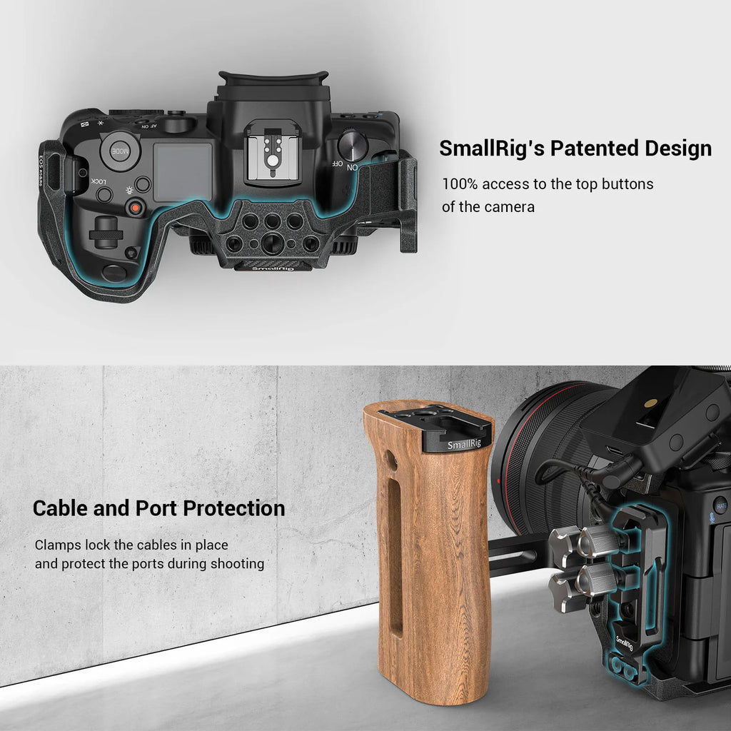 SmallRig Black Mamba Camera Cage with cable clamp and Top Handle Kit for Canon EOS R5 & R6 & R5 C Camera 3233/3234