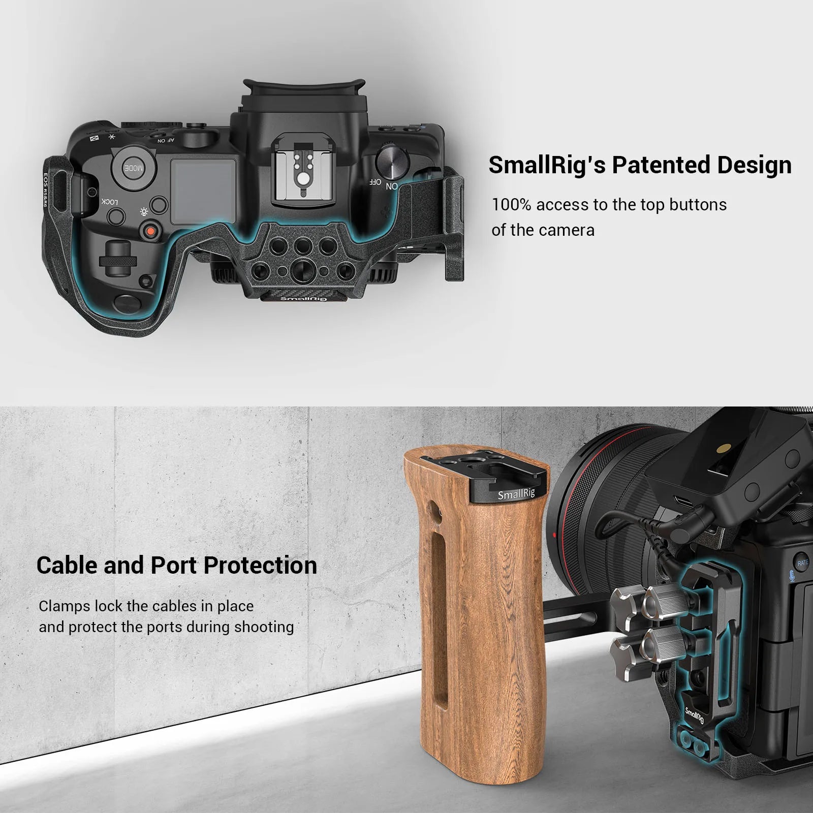 SmallRig Black Mamba Camera Cage with cable clamp and Top Handle Kit for Canon EOS R5 & R6 & R5 C Camera 3233/3234