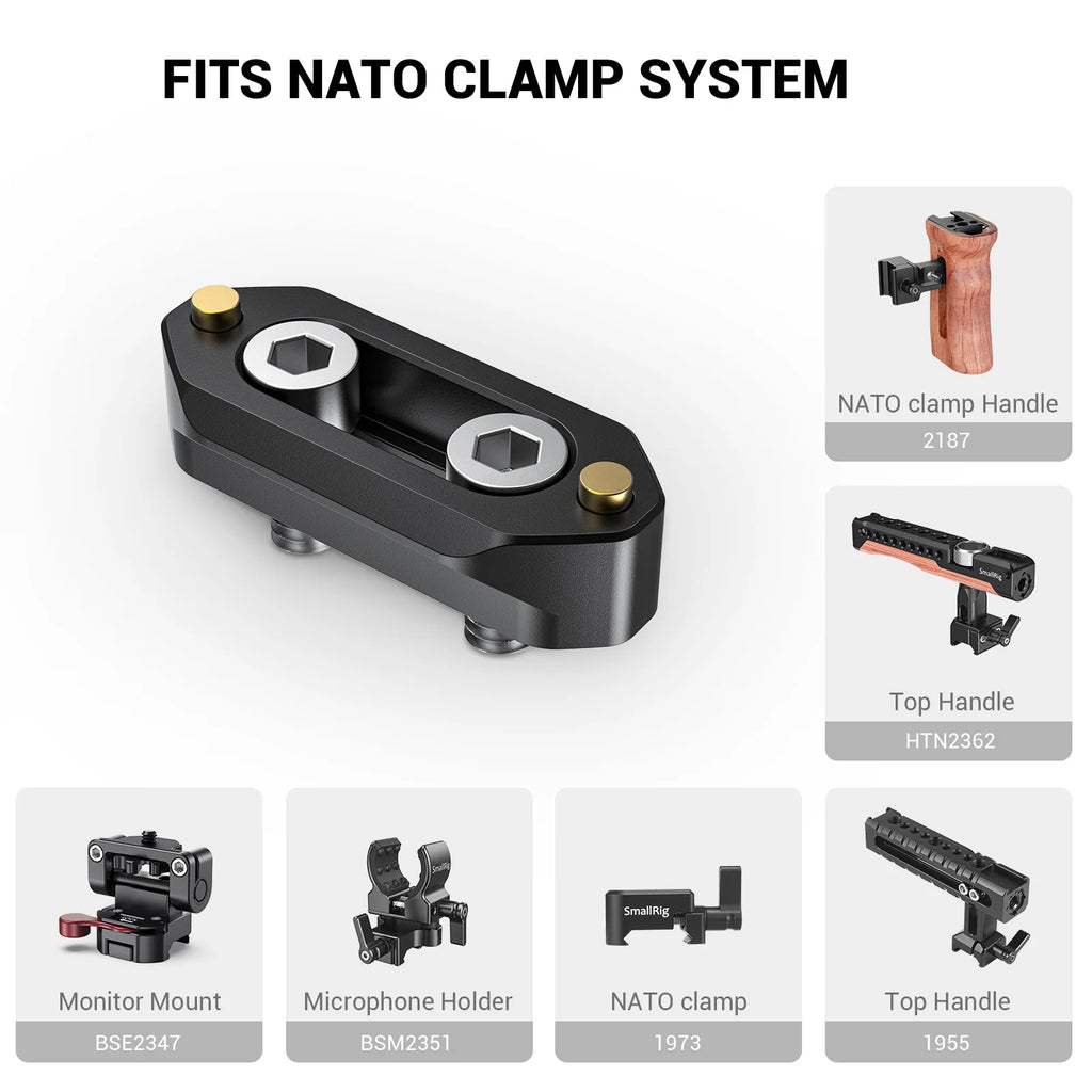 SmallRig Camera Quick Release Safety Rail 4cm 1.57 Inches Long with 1/4'' Screws For Nato Handle EVF Attach  - 1409