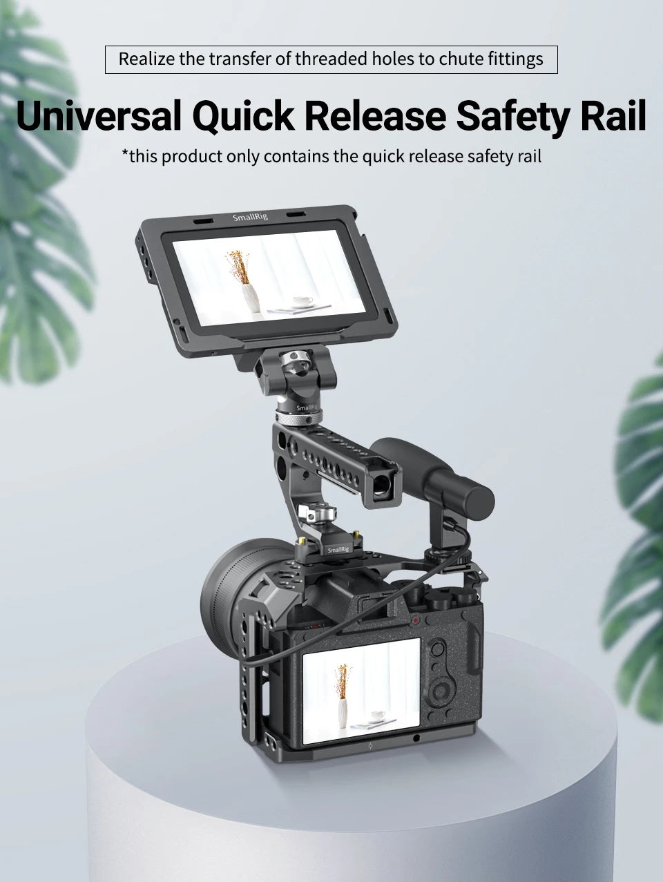 SmallRig Camera Quick Release Safety Rail 4cm 1.57 Inches Long with 1/4'' Screws For Nato Handle EVF Attach  - 1409