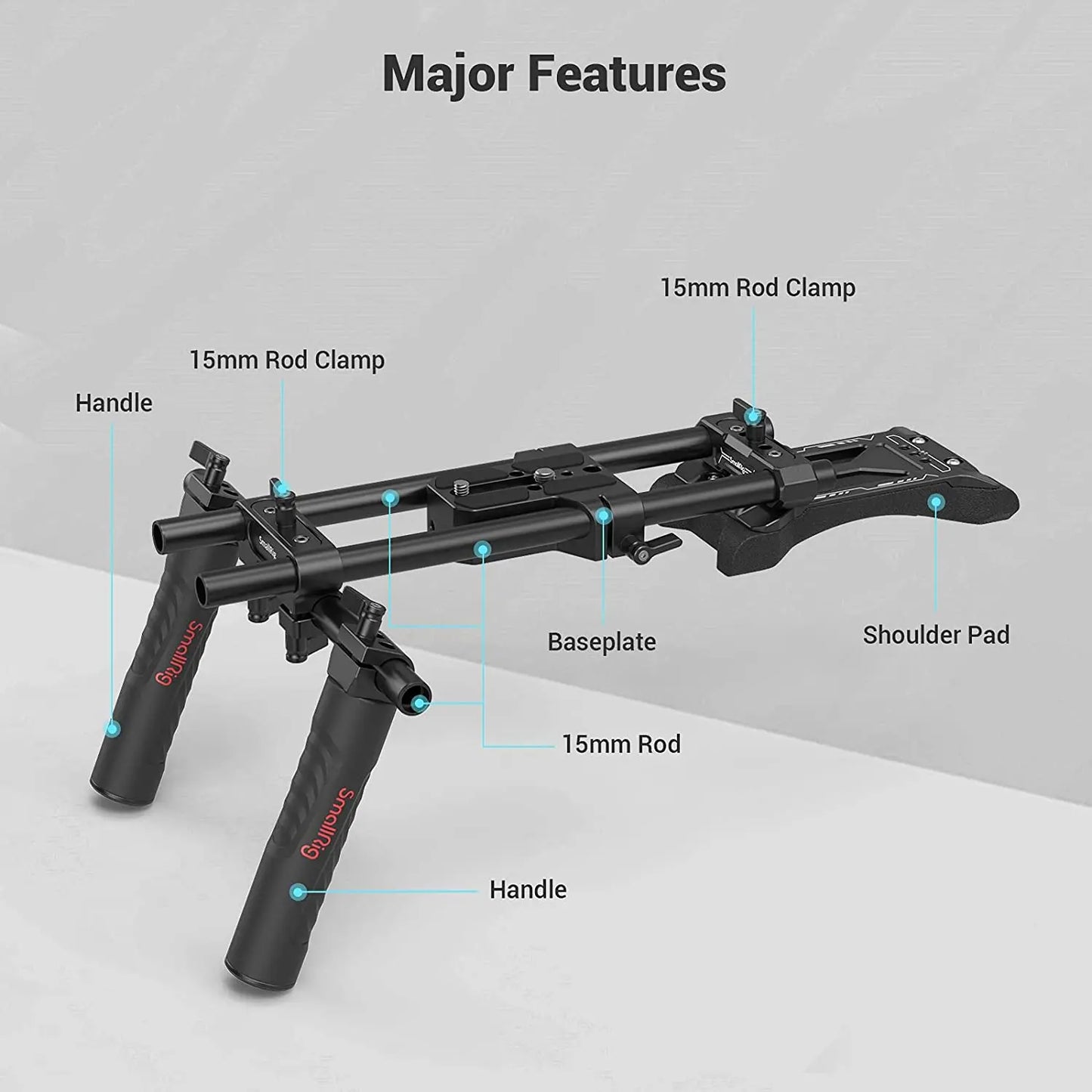 SmallRig Universal Basic Shoulder Kit for shoulder shooting mode Multiple 1/4-20 threaded holes to mount other accessories 2896C