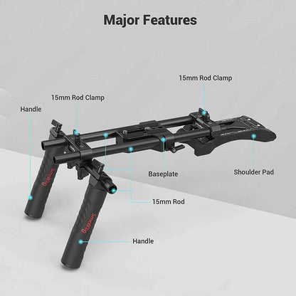 SmallRig Universal Basic Shoulder Kit for shoulder shooting mode Multiple 1/4-20 threaded holes to mount other accessories 2896C