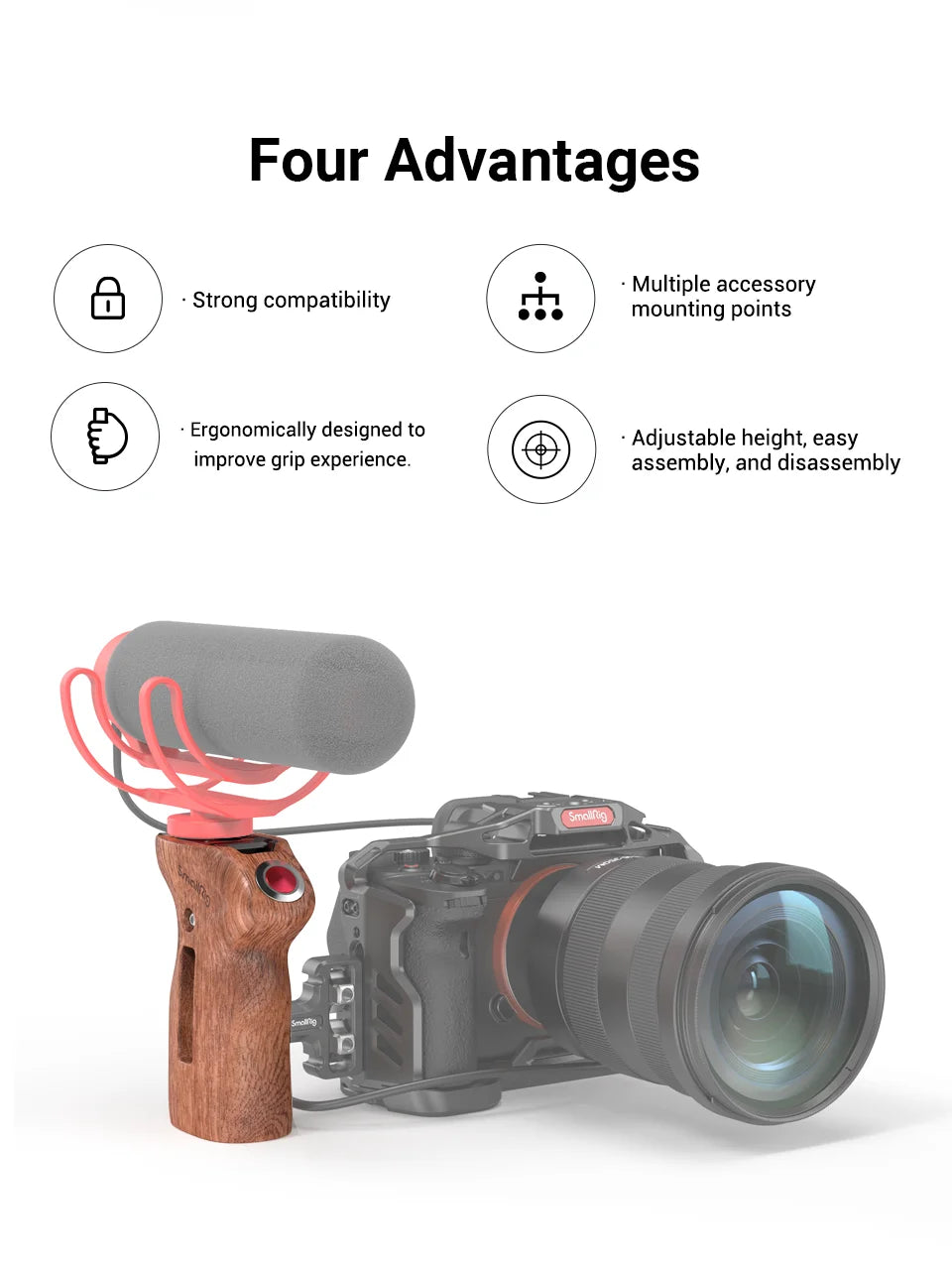 SmallRig Threaded Side Handle with Record Start/Stop Remote Trigger For SONY 3323