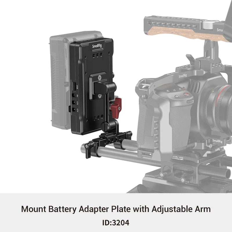 SmallRig V Mount Battery Adapter Plate with Crab-Shaped/Crab-Shaped /Adjustable Arm Clamp 3202/3203/3204