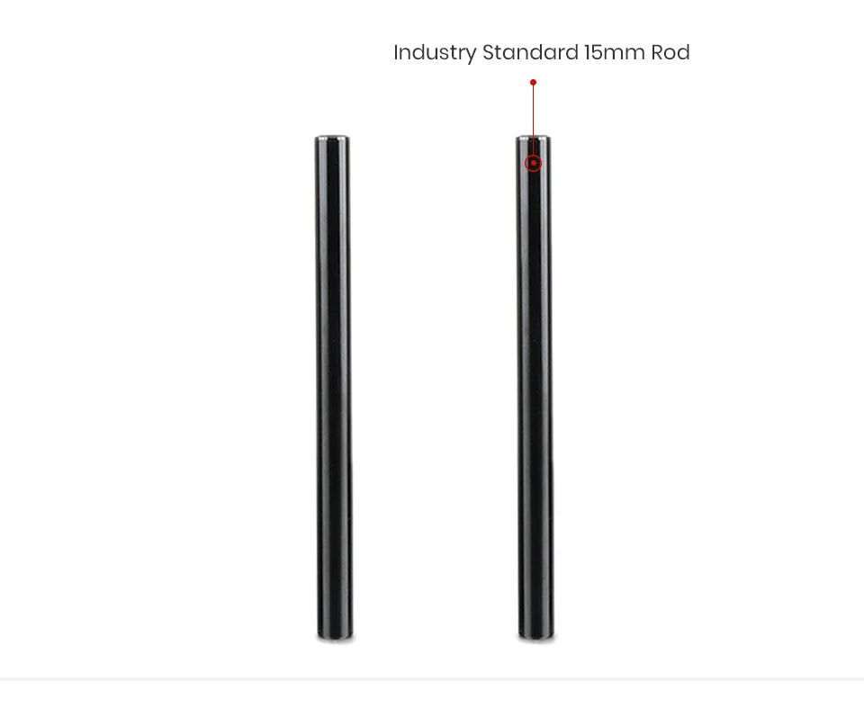 SmallRig Black Aluminum Alloy 15mm Rod M12-20cm 8inch Long (2 Pack)- 1051