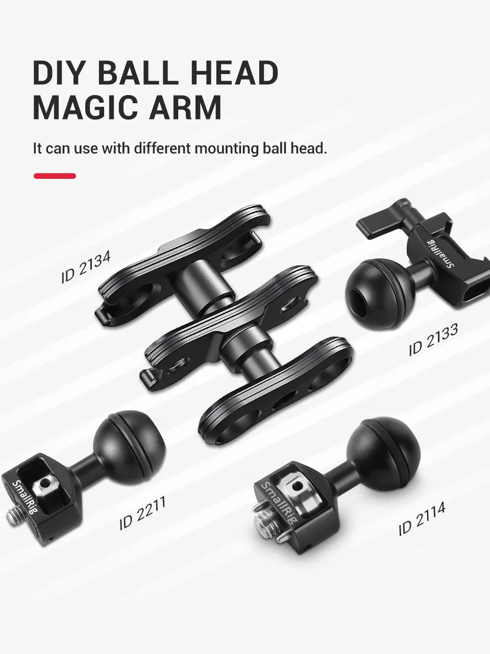 SmallRig Friction Articulating Magic Arm with Screw Ball Head & NATO Clamp – For Director Monitor Support