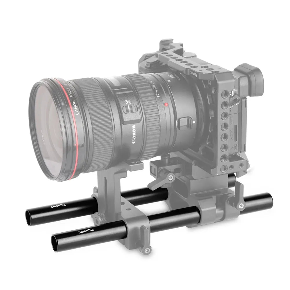 SmallRig Black Aluminum Alloy 15mm Rod M12-20cm 8inch Long (2 Pack)- 1051