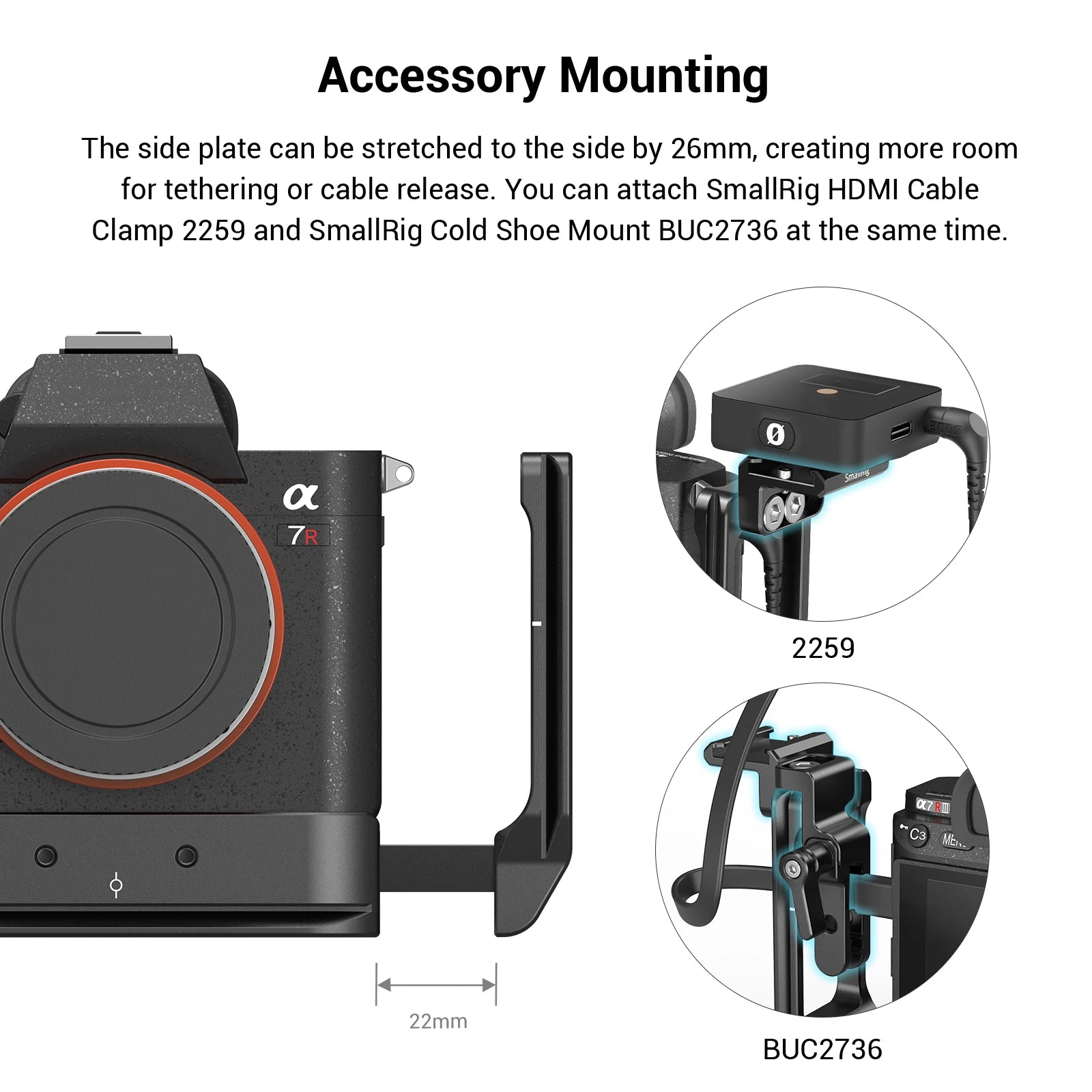 SmallRig A73 L Plate for Sony A7M3 A7R3 L-Bracket for Sony A7III / A7RIII / A9 Feature With Quick Release Arca Style Plate 2122