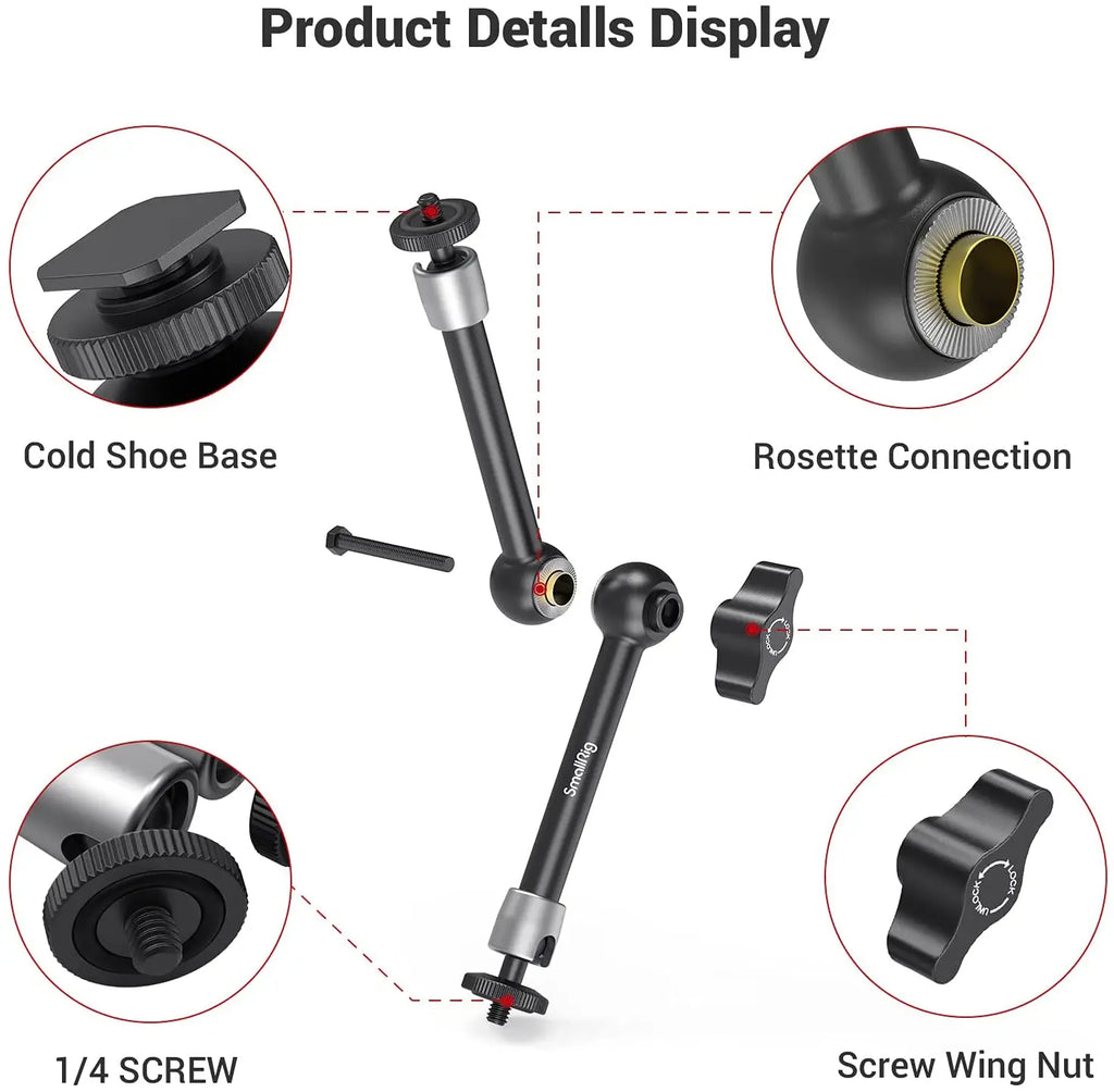 SmallRig DSLR 7"/11" Articulating Rosette Arm Camera Magic Arm with Cold Shoe Mount Standard 1/4"-20 Threaded Screw Adapter