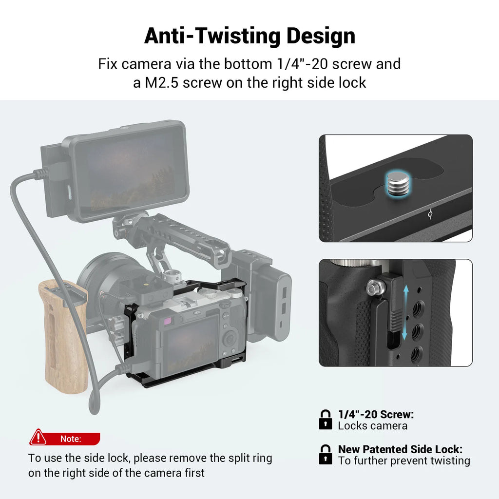 SmallRig Camera Cage with silicone Side Handle grip rig for Sony A7C 3212