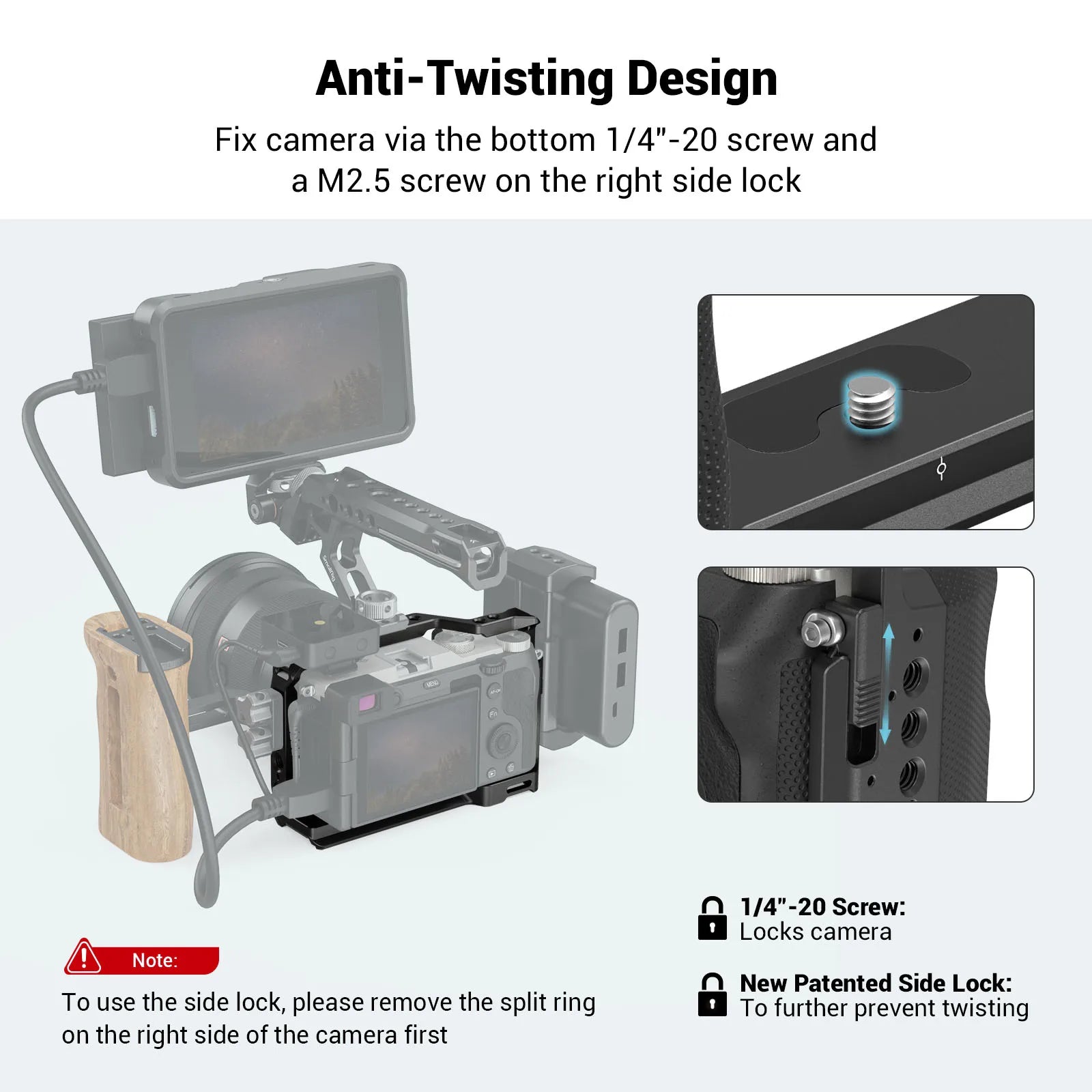 SmallRig Camera Cage with silicone Side Handle grip rig for Sony A7C 3212