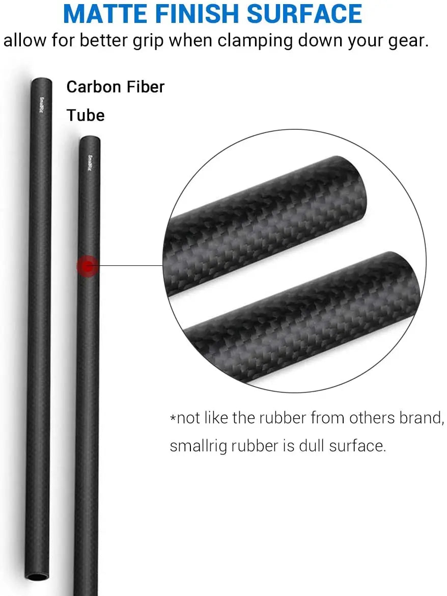 SmallRig 15mm Carbon Fiber Rod Precision Crafted Support Rods 12 inch/30 cm Long for Camera Shoulder Rig System-851 (2Pcs Pack)