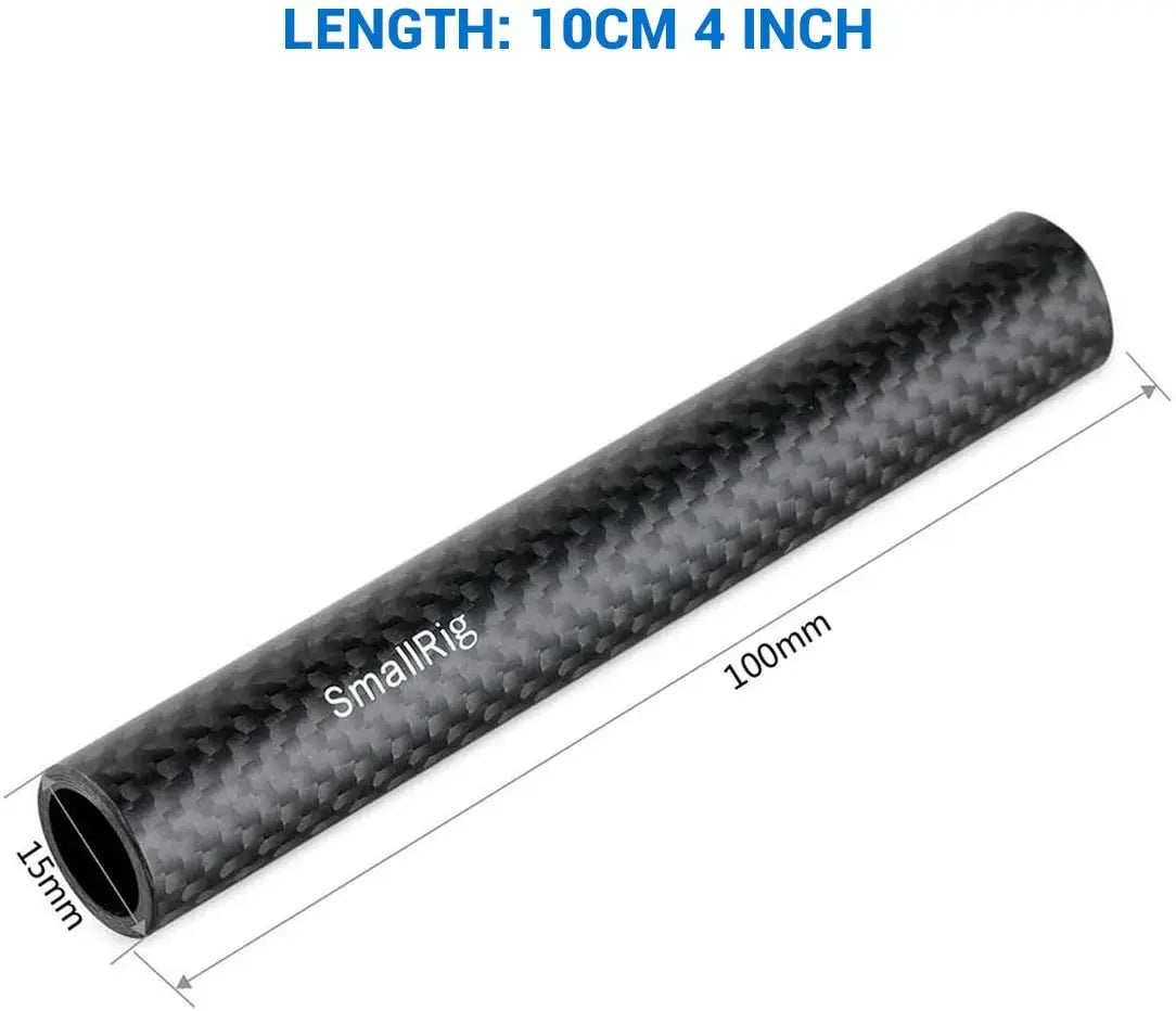 SmallRig 15mm Carbon Fiber Rod 4 inch Long for 15mm Rod Light Weight Support System DSLR Camera Rig - 1871 (2PCS Pack)