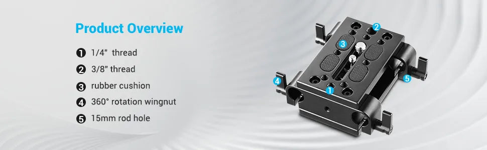 SmallRig Camera Mounting Plate Tripod Monopod Mounting Plate with 15mm Rod Clamp Railblock for Rod Support / Dslr Rig Cage-1798