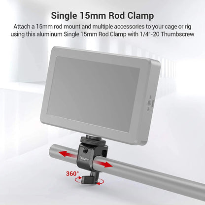 SMALLRIG 15mm Rod Clamp Rail Connector Rail Block with 1/4" Thread Hole to Attach Camera Microphones/Sound Recorders- 860