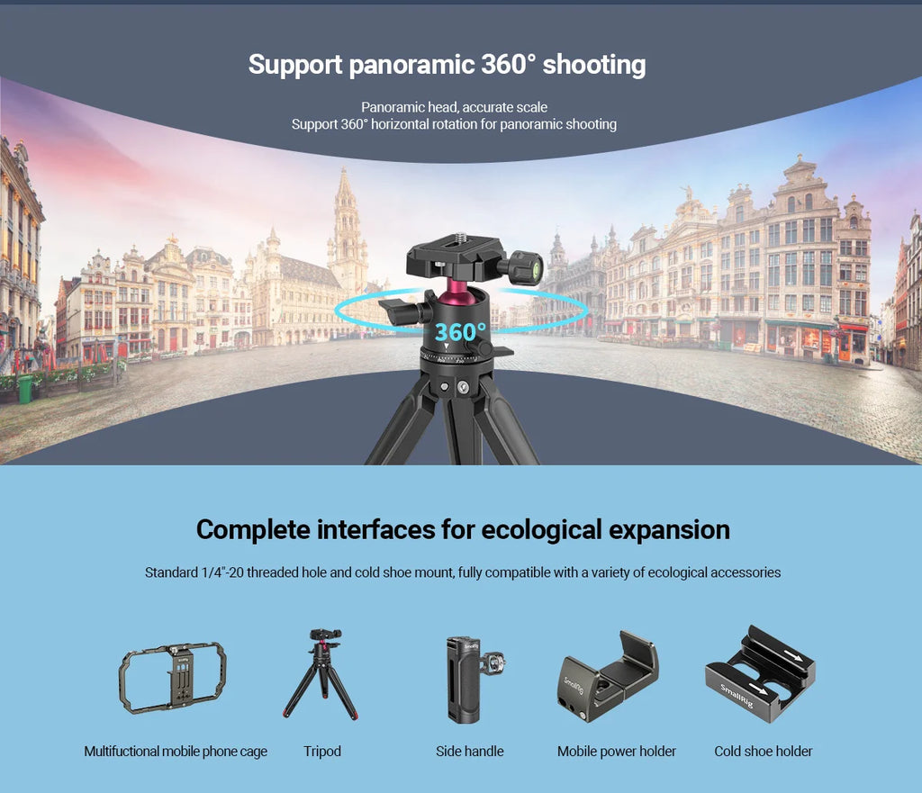 SmallRig Universal Phone Vlog Tripod Video Rig kit Case Cage with 2 Handle Microphone Light