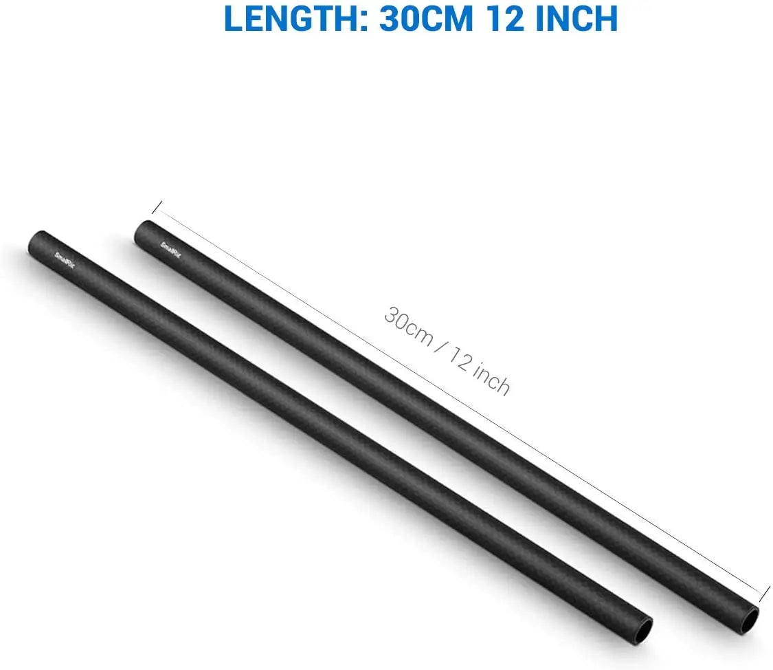 SmallRig 15mm Carbon Fiber Rod Precision Crafted Support Rods 12 inch/30 cm Long for Camera Shoulder Rig System-851 (2Pcs Pack)