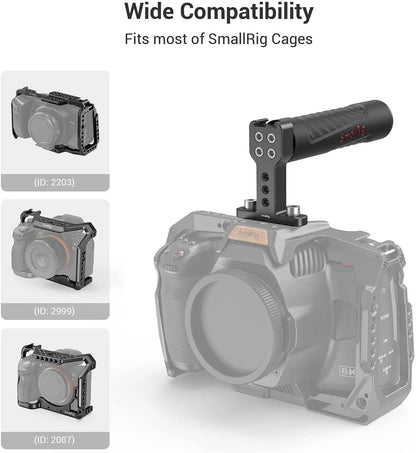 SmallRig Rubber Top Handle Grip with Top Cold Shoe Base for DSLR Camera Cage Video Camcorder Action Stabilizing Universal 1446C