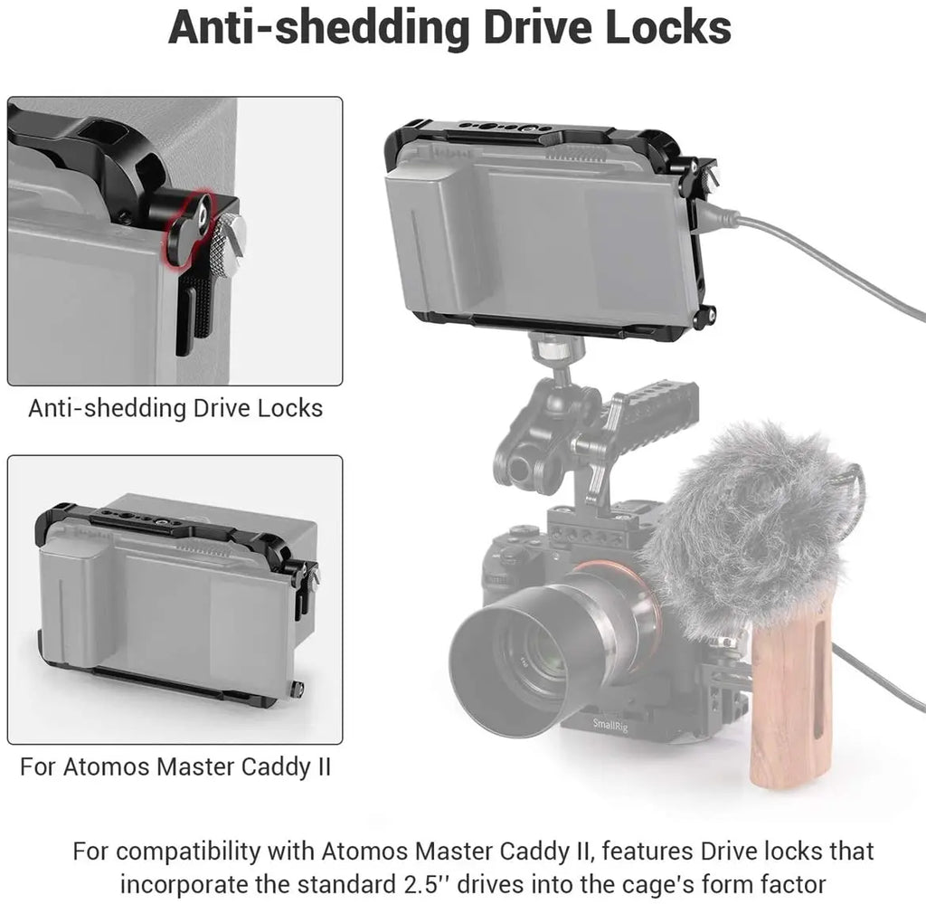 SmallRig Director's Monitor Cage for Atomos for Ninja V Feature with NATO rails on the top and bottom 2209