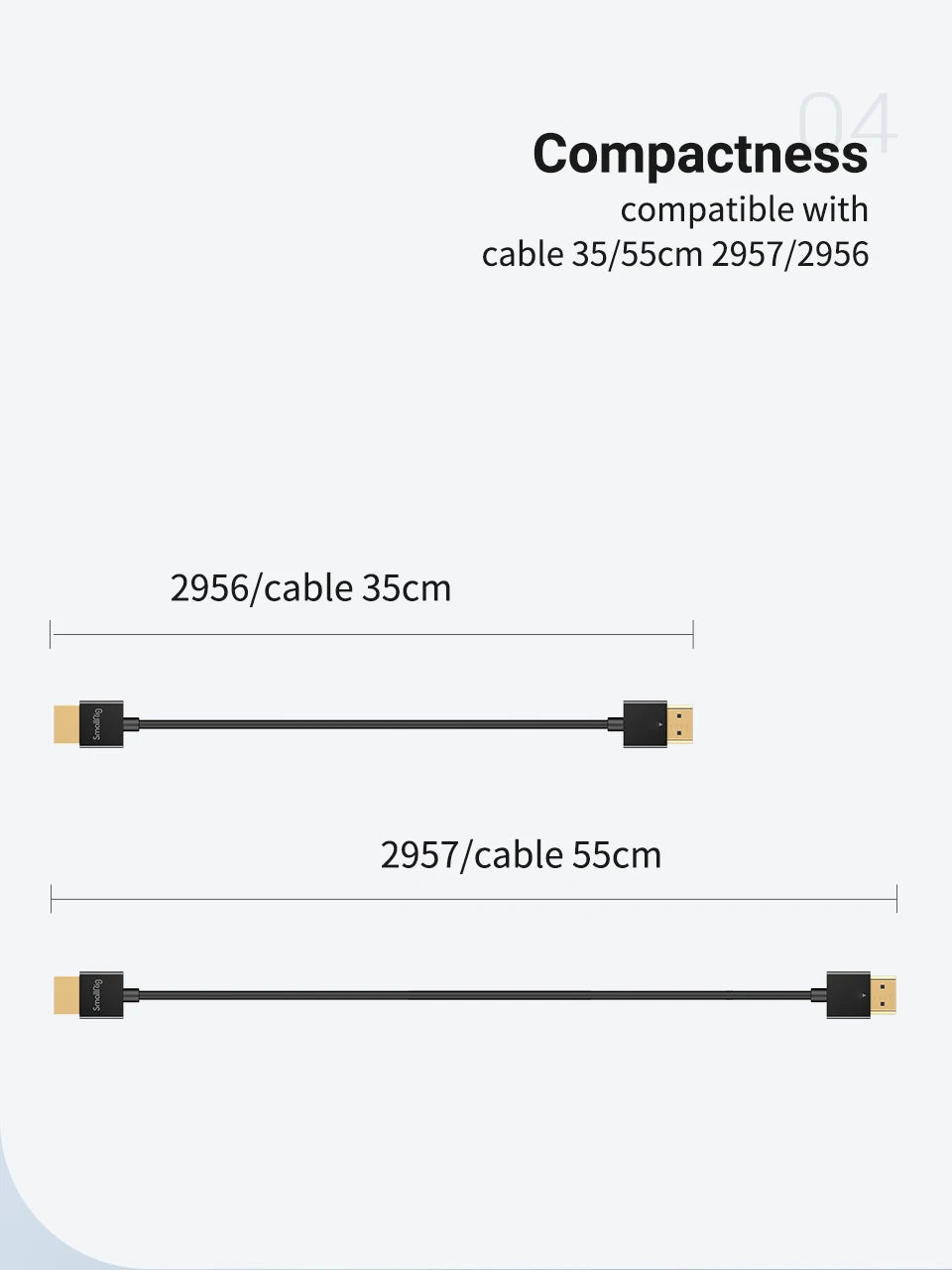 SmallRig Ultra Slim 4K 60HZ 2.0 Cable 33/55cm for DSLR/ Monitor/ Wireless Video Transmitter & Receiver 2956/2957